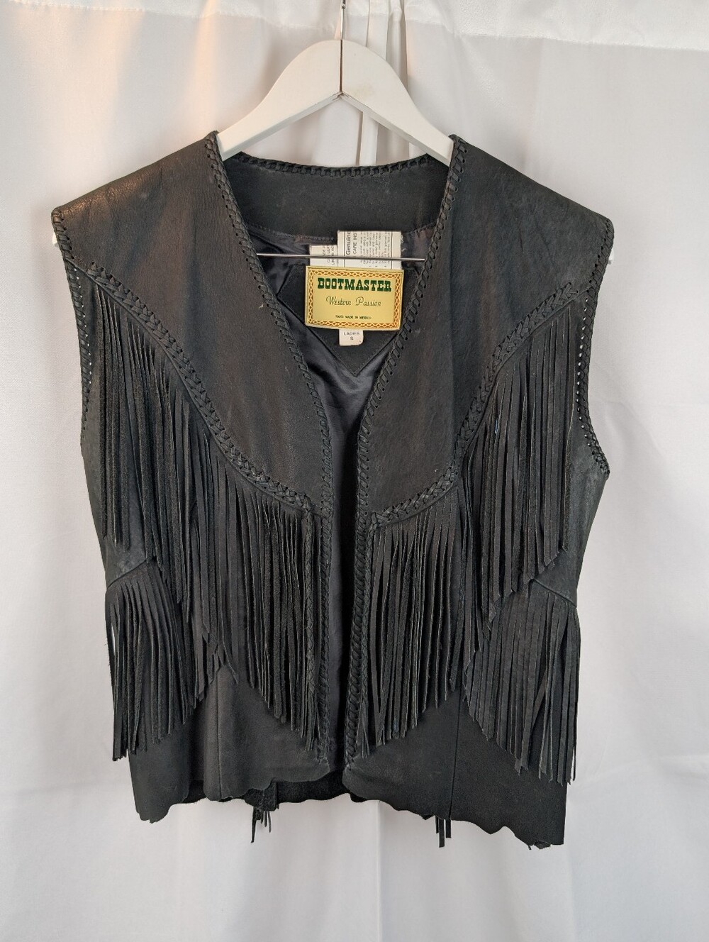 Bootmaster Vintage Black Suede Fringe Western Vest Size S In EUC